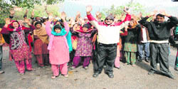 Militancy-affected families of Reasi and Rajouri hold a demonstration in Jammu on Friday