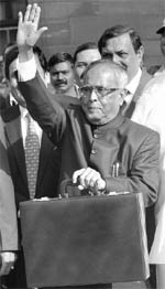 Finance Minister Pranab Mukhejee before presenting the Budget in New Delhi.