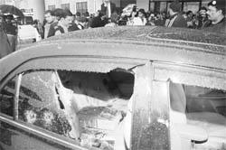 The blood-stained car of Pakistani Minorities Minister Shahbaz Bhatti, who was assassinated in Islamabad on March 2.