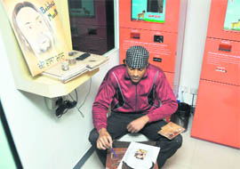 Jasjit Singh, a security guard from Raikot, who is pursuing his hobby as a painter in Ludhiana.