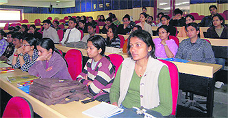 Participants at a workshop on solid waste management at Doon University in Dehradun on Monday.