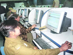 Cops appear in the B1 test at JCD College of Engineering, Sirsa.