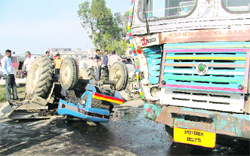 The site of the accident near the Jalandhar bypass in Ludhiana 