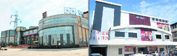 The new City Junction Mall in Dehradun that has three cinema halls; and (right) the Natraj cinema hall in Dehradun that has been recently refurbished.