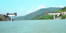 A view of the incomplete bridge.