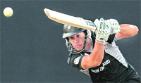 New Zealands Ross Taylor plays a shot against Pakistan in Pallekele