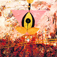 A mixed media on canvas by Rajesh Kalsi, acrylic on canvas by Rajender Kumar.