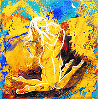 A mixed media on canvas by Rajesh Kalsi, acrylic on canvas by Rajender Kumar.
