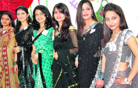 Students of Dev Samaj College, Sector 45, at a farewell function in Chandigarh on Wednesday.