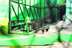 A commercial cylinder was being used in the practice area to serve tea to the people deployed at the PCA Stadium in Mohali. However, when the TNS lensman clicked the picture, the authorities removed both the cylinder and utensils. 
