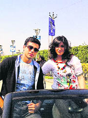 Jonita Doda and Gulzar Chahal on the sets of Yara-O-Dildara in Ludhiana.