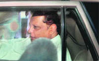 Hasan Ali Khan outside the sessions court in Mumbai on Wednesday.