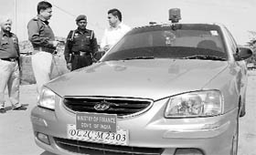 The car that was impounded at Zirakpur on Thursday.