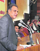 Prof Sukhdeo Thorat, former UGC Chairman, at a conference organised by Kurukshetra University on Thursday. 