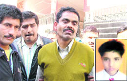 Anil Kumar, father of Shubham, (inset file photo of Shubham) in Ludhiana on Friday. 