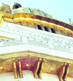 The harmful effect of pollution seen on the gold plating on the Akal Takht building.