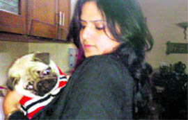 Amita Singh Chadha with her pet Chubby