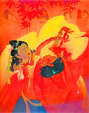 Holi, a painting by Muhammad Abdul Rehman Chughtai