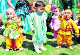 Tiny tots after participating in a fancy dress competition during the Rose Festival at Panjab University, Chandigarh