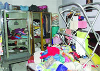 The burgled house in Vikaspuri in New Delhi on Sunday.