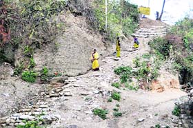 A makeshift road at Dhak Patti in Rajpur ward of the Dehradun Municipal Corporation which needs the urgent attention of the authorities