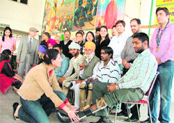 Patients get artificial limbs at the Viklang Sahayata Kendra, Rishi Nagar, in Ludhiana.