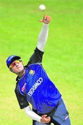 Shakib Al Hasan delivers a ball during a practice session at Zahur Ahmed Chowdhury Stadium in Chittagong on Sunday.  AFP