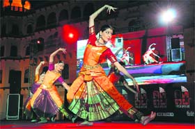 Artistes perform during the HIFA awards function in Karnal