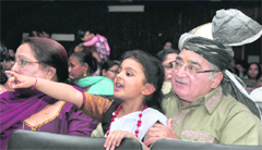 A child enjoys Grandparents Day at Mothers Pride School in Ludhiana 