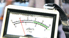 A radiation dosimeter indicates 0.6 microsieverts in Shibuya, Tokyo, on Tuesday.  Reuters