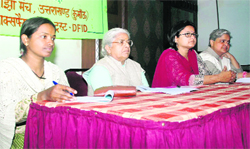 Speakers at a workshop on domestic violence held in Dehradun