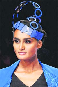COOL BLUE: A model showcases the creation of designer Harangad Singh at LFW