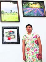 Artist Hema with her creations. 