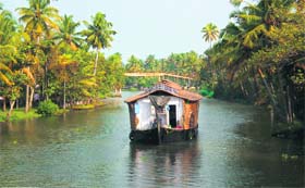 DREAM DESTINATION: A houseboat in the backwaters of Kerala.