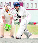A batsman in action at 