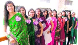 Girls line up for the Miss Farewell contest at Ramgharia Girls College in Ludhiana.