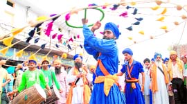 Devotees arrive to take part in the Hola Mohalla procession at Anandpur Sahib on Friday.