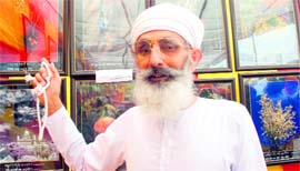 Thakur Dalip Singh speaks about his exhibition at Anandpur Sahib on Friday.