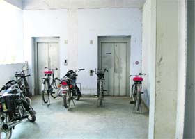 Lifts lie locked at the mini-secretariat in Kaithal