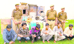 Six persons involved in the making and selling of illicit liquor in police custody at Bishnah