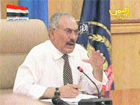Yemen's President Ali Abdullah Saleh addresses defence officials in Sanaa