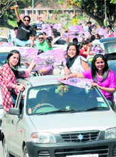 Students of the University Institute of Management Studies take out a rally to promote their fest Praznik in Chandigarh