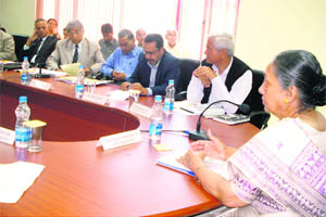 Governor Margaret Alva addresses the Vice-Chancellors of various universities of the state in Dehradun on Wednesday. 