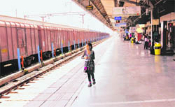 The Chandigarh railway station wears a deserted look following the cancellation of trains due to the ongoing Jat agitation.
