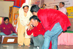 A skit being enacted on the occasion of World TB Day in Dehradun on Thursday.