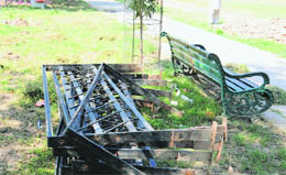 Railings installed a month ago have now been removed from a green belt in Sector 8, Chandigarh. 