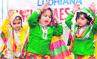 Tiny tots perform during an annual function at St Xavier Play-Way School in Ludhiana.