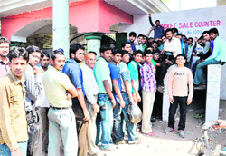 Cricket fans waited in vain for the ticket sale counter to open at the PCA Stadium in Mohali on Saturday