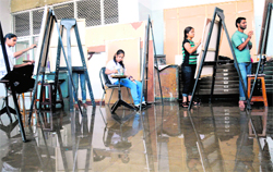 Students of the Government College of Art, Sector 10, were shocked on Saturday when they found the graphics room of the college flooded with water