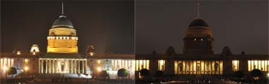 Rashtrapati Bhawan, before and during the drive, in New Delhi